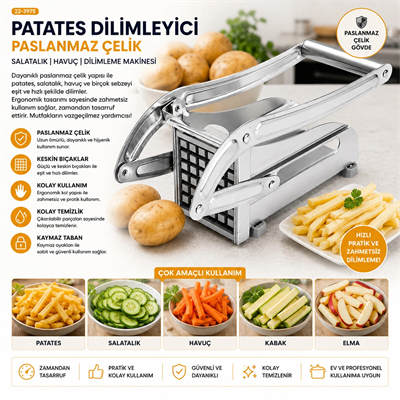 Patato-chıpper Manuel Patates - Sebze Dilimleme Makinesi Komple Metal Üstten Kollu Bx40