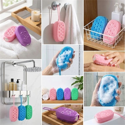 Peeling Etkili Süngerli Silikon Banyo Lifi – Asma Kancalı Duş Kesesi Bx40