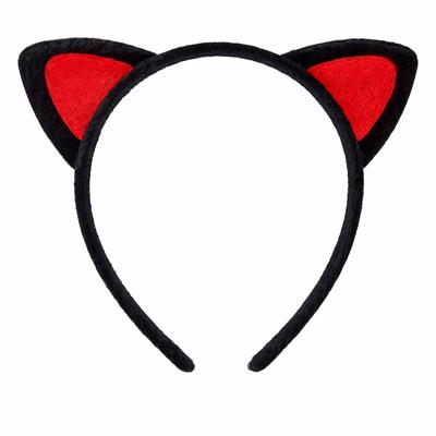 Peluş Kedi Kulak Taç Kırmızı Siyah – Çocuk Parti &amp; Kostüm Tacı (3936)