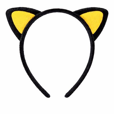 Peluş Kedi Kulak Taç Sarı Siyah – Çocuk Parti &amp; Kostüm Tacı (3936)
