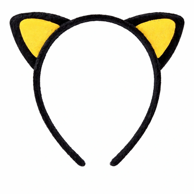 Peluş Kedi Kulak Taç Sarı Siyah – Çocuk Parti & Kostüm Tacı
