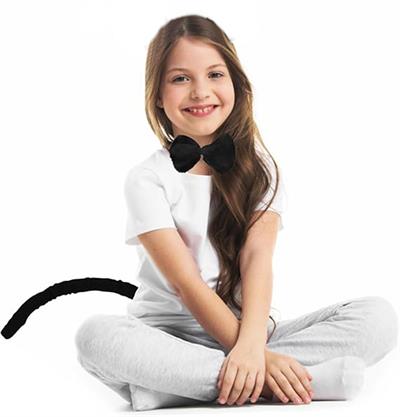 Peluş Siyah Renk Kuyruk ve Papyon Yetişkin Çocuk Uyumlu (3936)