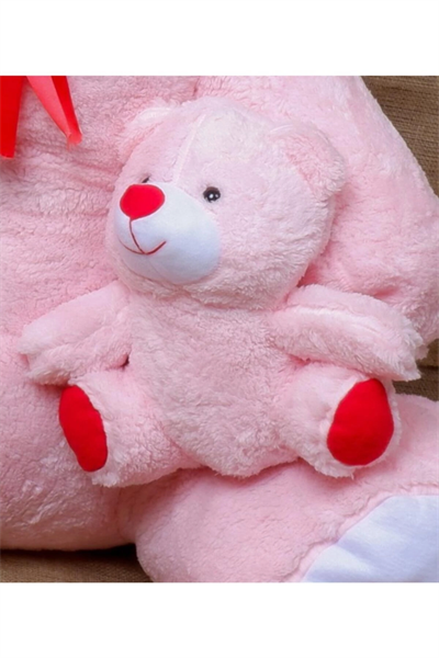 Peluş oyuncak ayıcık yavrulu 100 cm pembe 3 yaş ve üzeri çocuklar için - 100 cm Boyut