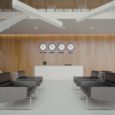 Pembe 36 Cm 4 lü Tabelalı Dünya Saatleri Seti