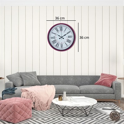 Pembe 36 Cm Dekoratif Duvar Saati