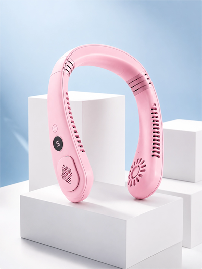 Pembe Boyun Tipi Fan USB Şarjlı Hafif Tasarım Güçlü Hava Üflemeli Serinletici