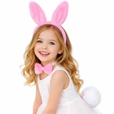 Pembe Full Tavşan Kulak Papyon Kuyruk 3'lü Parti Seti (3936)