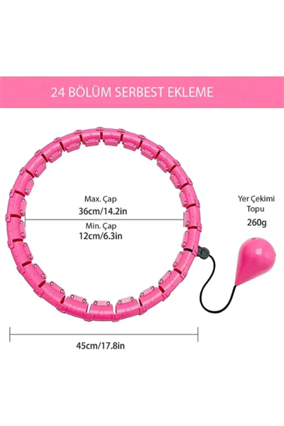 Pembe Hula Hoop Çember 24lü Hulahoop, Egzersiz Çemberi, Egzersiz