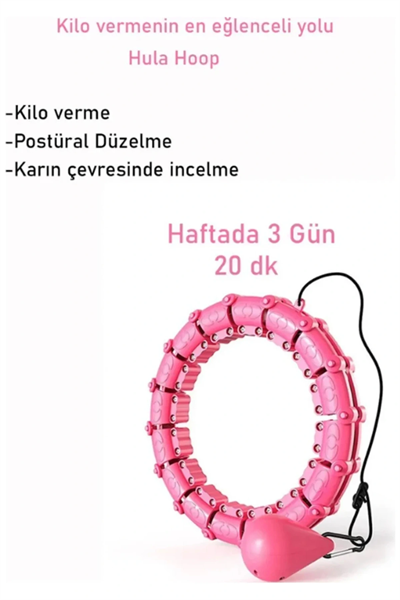 Pembe Hula Hoop Çember 24lü Hulahoop, Egzersiz Çemberi, Egzersiz