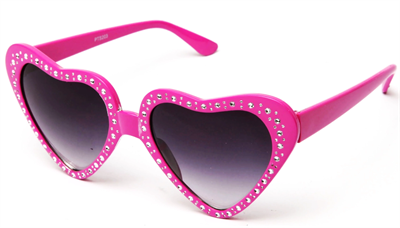 Pembe Kalp Taşlı Parti Gözlüğü