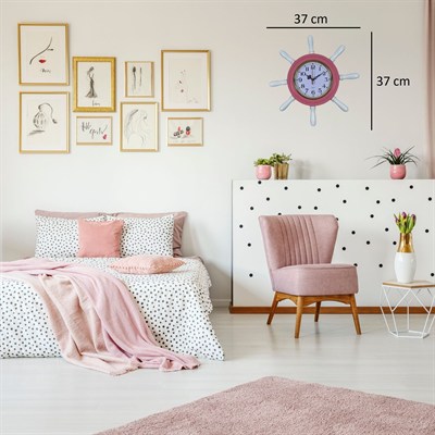 Pembe Kavelalı Dümen Duvar Saati