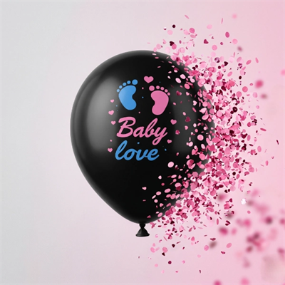 Pembe Konfetili Cinsiyet Balonu