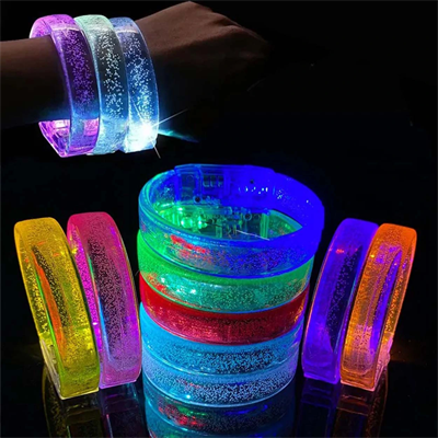 Pembe Led Işıklı Baskı Yapılabilen Pilli Bileklik Bilezik 1,5 Cm Genişlik