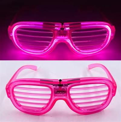 Pembe Led Işıklı Parti Gözlüğü - Neon Glow Şerit Gözlük 3 Modlu (3936)