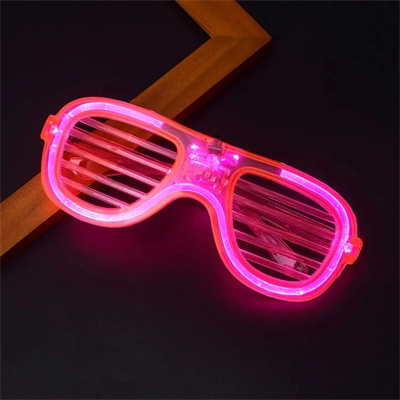 Pembe Led Işıklı Parti Gözlüğü - Neon Glow Şerit Gözlük 3 Modlu