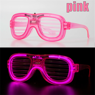 Pembe Led Işıklı Parti Gözlüğü - Neon Glow Şerit Gözlük 3 Modlu