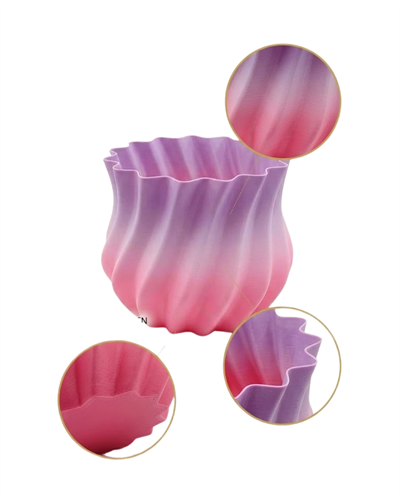 Pembe Lila Degrade Kıvrımlı 3D Vazo Estetik Ev Ofis Dekoru