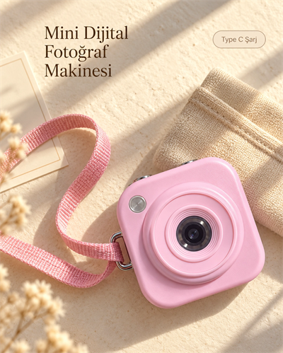 Pembe Renk 2,01 İnç Ekranlı Taşınabilir Mini Dijital Fotoğraf Makinesi