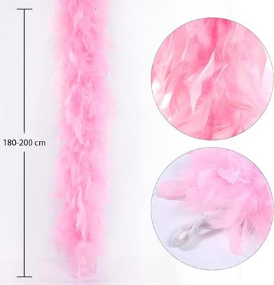 Pembe Renk Kabarık Tüylü Otriş Boa Dekorasyon Tüy 180 cm (3936)
