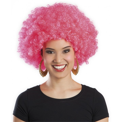 Pembe Renk Kıvırcık Afro Bonus Peruk Bx40