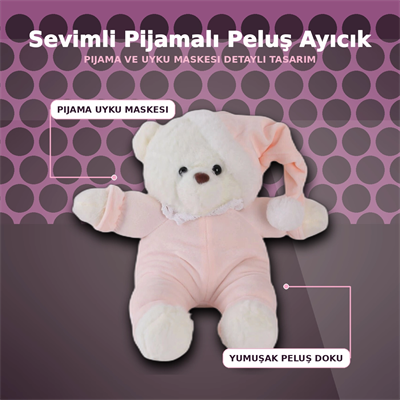 Pembe Renkli 30 cm Boyunda Yumuşak Peluş Ayıcık Oyuncak - Sevimli Tasarım