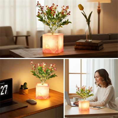 Pembe Saksılı LED Yapay Çiçek