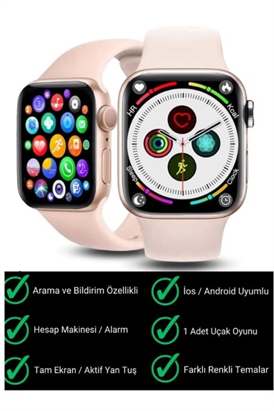 Pembe Silikon Kordonlu Akıllı Saat, 1.8 İnç Ekran, Sesli Görüşme ve Adım Sayar Özellikli