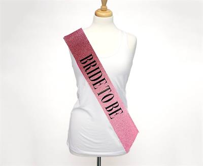 Pembe Üzeri Siyah Büyük Bride To Be Yazılı Simli Işıltılı Kuşak Kemer 10 cm Genişlik (3936)