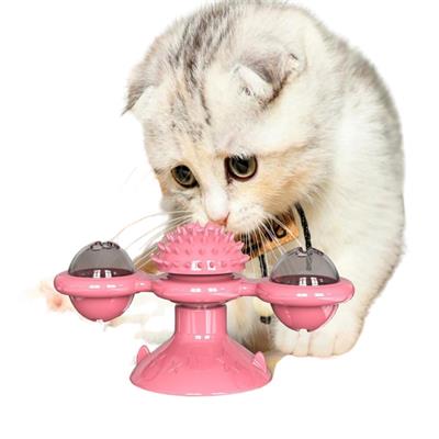 Pet Malzemeleri Vantuzlu Fırıldak Toplu Dönen Şeffaf Depo Tasarım İnteraktif Kedi Oyuncağı (3936)