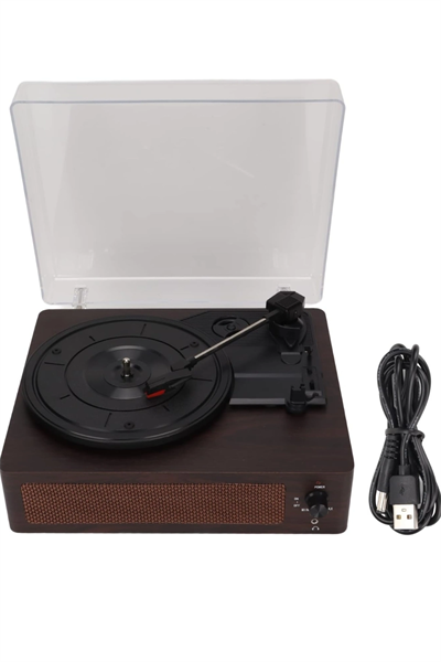 Pikap kahverengi renk 33/45/78 devir destekli 2 yıl garantili CD müzik plak çalar