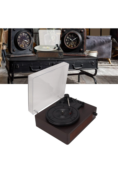 Pikap kahverengi renk 33/45/78 devir destekli 2 yıl garantili CD müzik plak çalar