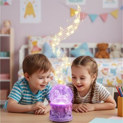 Pilli Işıklı Müzikli Kar Küresi–At Figürlü Eğlenceli Masaüstü Biblo, LED Aydınlatmalı Dekoratif Hediyelik Kar Küresi (3936)