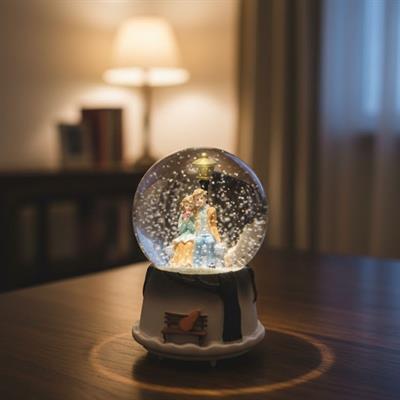 Pilli Işıklı Müzikli Kar Küresi–Kış Masalı Bankta Sevgili Figürlü Eğlenceli Masaüstü Biblo, LED Aydınlatmalı Dekoratif Hediyelik Kar Küresi (3936)