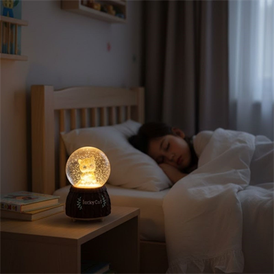 Pilli Işıklı Müzikli Kar Küresi–Şanslı Kedi Figürlü Eğlenceli Masaüstü Biblo, LED Aydınlatmalı Dekoratif Hediyelik Kar Küresi