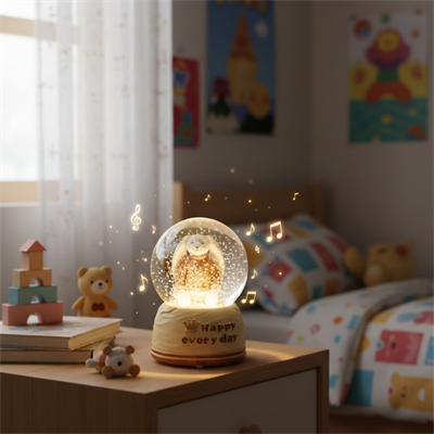Pilli Işıklı Müzikli Kar Küresi–Sevimli Ayıcık Figürlü Eğlenceli Masaüstü Biblo, LED Aydınlatmalı Dekoratif Hediyelik Kar Küresi