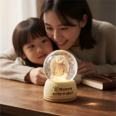 Pilli Işıklı Müzikli Kar Küresi–Sevimli Ayıcık Figürlü Eğlenceli Masaüstü Biblo, LED Aydınlatmalı Dekoratif Hediyelik Kar Küresi