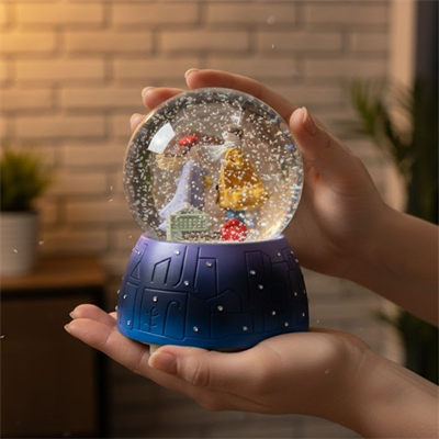 Pilli Işıklı Müzikli Kar Küresi–Valizli Sevgili Çift Figürlü Eğlenceli Masaüstü Biblo, LED Aydınlatmalı Dekoratif Hediyelik Kar Küresi