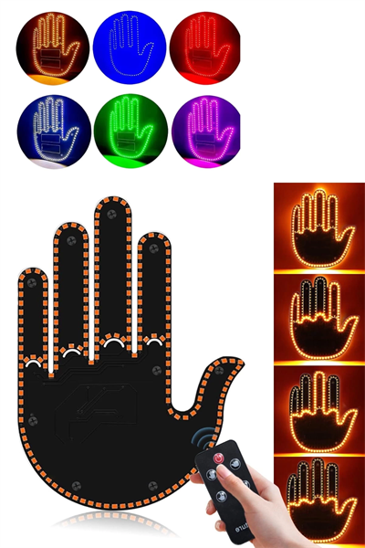 Pilli Led Işık Araç Camı İçin Uzaktan Kumandalı El Simgesi