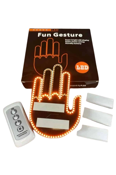 Pilli Led Işık Araç Camı İçin Uzaktan Kumandalı El Simgesi