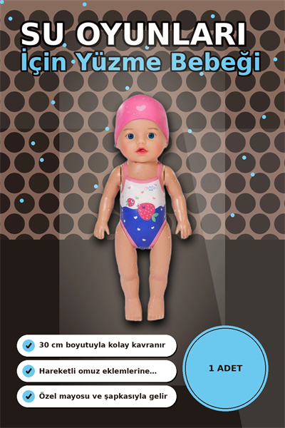 Pilsiz Çalışan Yüzen Oyuncak Bebek Lizzie 30 cm - Su Geçirmez Kız Çocuk Hediyesi BX-313396