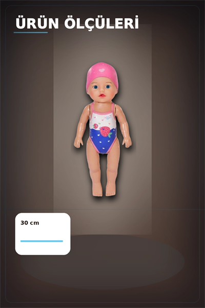 Pilsiz Çalışan Yüzen Oyuncak Bebek Lizzie 30 cm - Su Geçirmez Kız Çocuk Hediyesi BX-313396