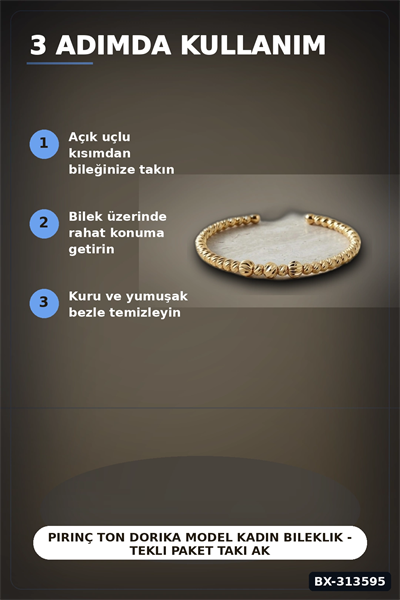 Pirinç Ton Dorika Model Kadın Bileklik - Tekli Paket Takı Aksesuar BX-313595