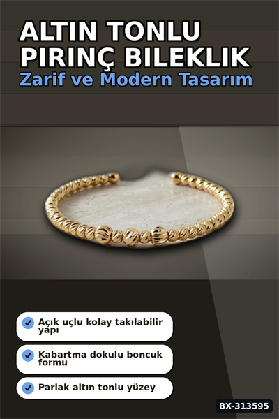 Pirinç Ton Dorika Model Kadın Bileklik - Tekli Paket Takı Aksesuar BX-313595