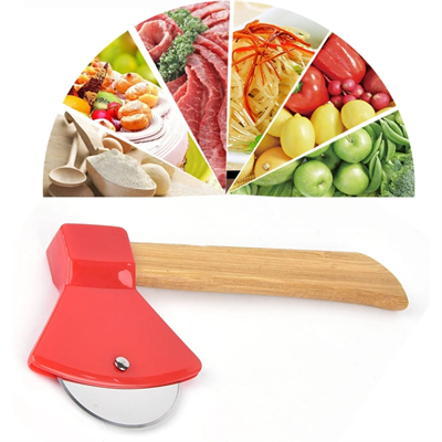 Pizza Kesici - Balta Tasarımlı - Ahşap Saplı - Paslanmaz Çelik Bıçaklı