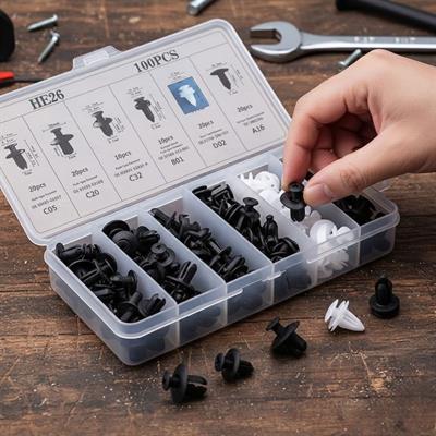 Plastik Bağlantı Elemanları Seti 100 Parça – Oto Kaplama Klipsi, Tampon ve Trim Sabitleme Perçinleri, Çok Amaçlı Klips Seti (3936)