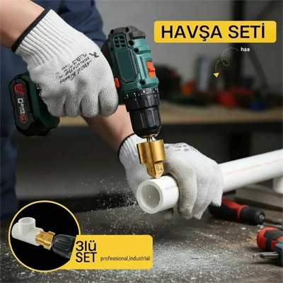 Plastik Boru Kalemtraş Kademeli Boru Açma Pvc Pprc Boru Tamir Delme Genişletme Onarımı İçin 3lü Havşa Seti