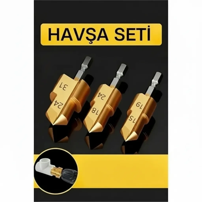 Plastik Boru Kalemtraş Kademeli Boru Açma Pvc Pprc Boru Tamir Delme Genişletme Onarımı İçin 3lü Havşa Seti