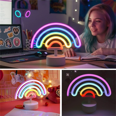 Plastik Gökkuşağı Neon Led Işık – Dekoratif Renkli Masaüstü Ve Ambiyans Aydınlatması Bx40
