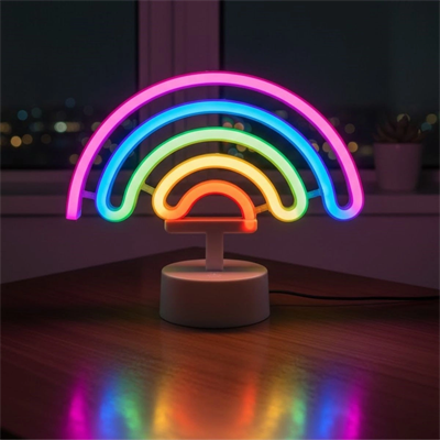 Plastik Gökkuşağı Neon Led Işık – Dekoratif Renkli Masaüstü Ve Ambiyans Aydınlatması Bx40