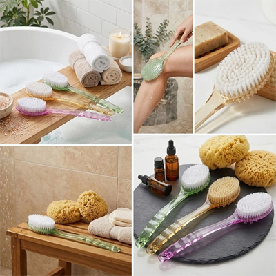 Plastik Saplı Vücut Temizleme Fırçası - Çok Amaçlı Sırt Ve Vücut İçin Banyo Ve Duş Kese Aparatı Bx40